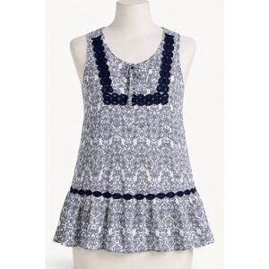 Dept222 Tank Tunic Top - Size Small - Navy and White - EUC
